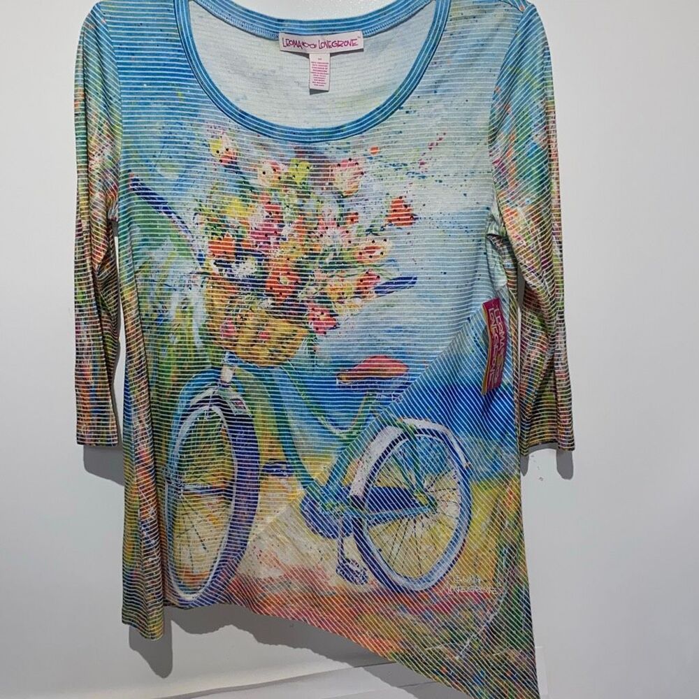 Leoma Lovegrove Women's Multicolor Beach Ride Asymmetrical T-Shirt Size XS NWT